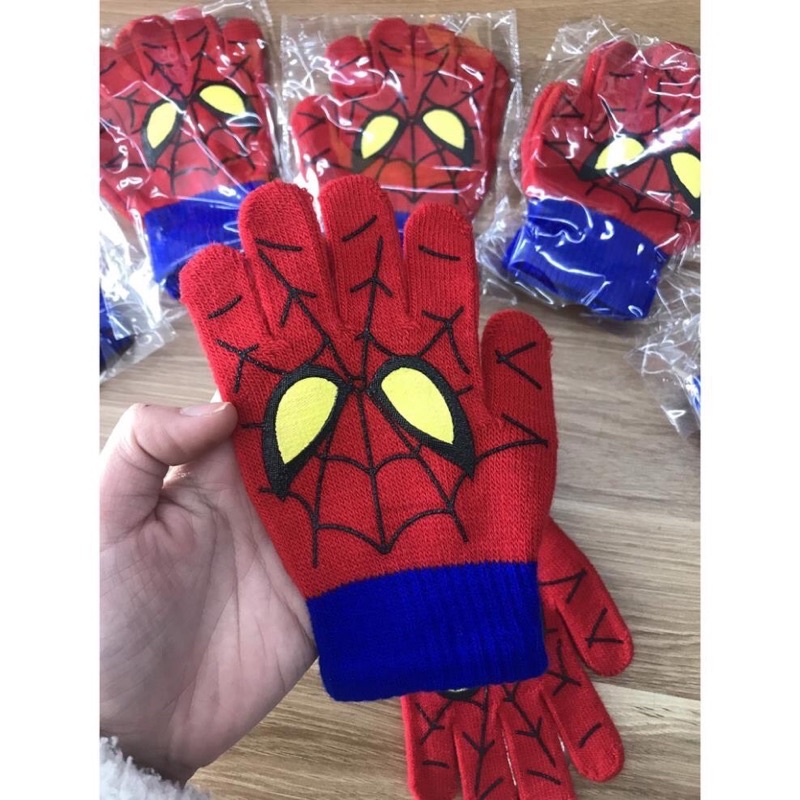 Găng tay len trẻ em hình người nhện Spiderman siêu ấm áp cho bé trai 2-8 tuổi