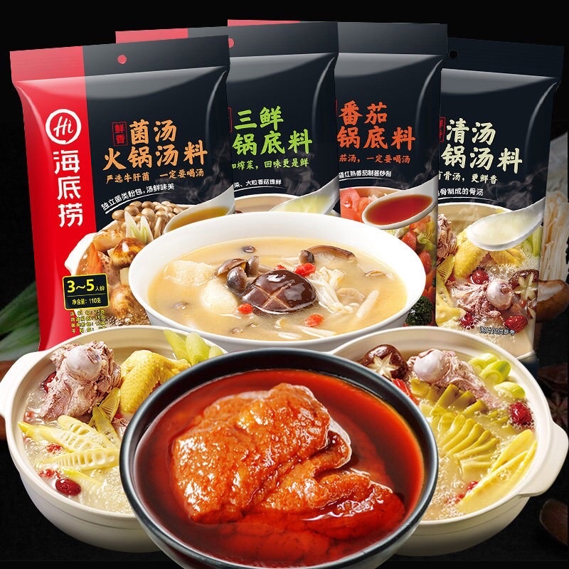 [sale giá Sỉ] Cốt lẩu HAIDILAO đủ vị, Cà Chua, Nấm, tê cay, Trùng Khánh, Trường Thọ, Thập Cẩm