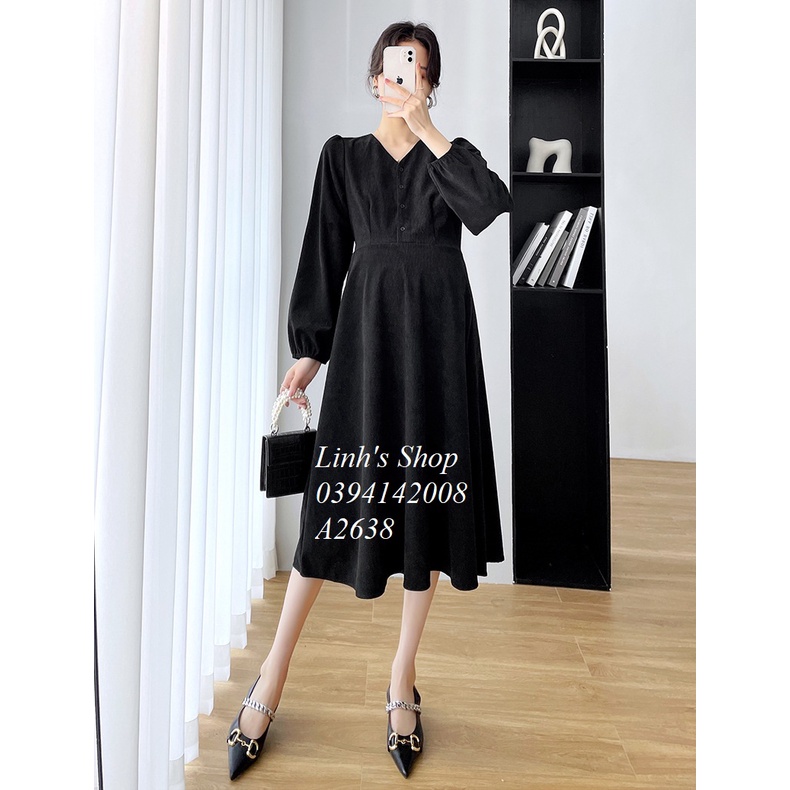 Váy Dạ Tăm Mùa Đông Công Sở Lịch Sự A2638