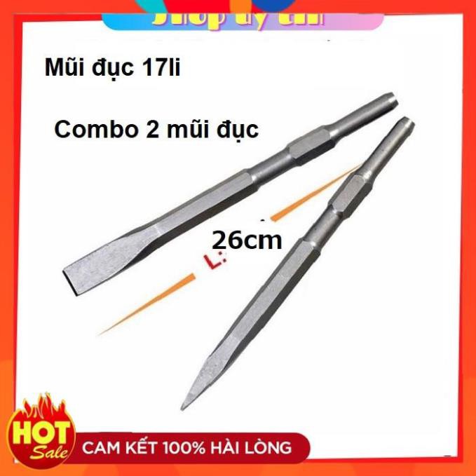 [Hàng xịn] [ Combo] Bộ 2 Mũi đục bê tông 17li