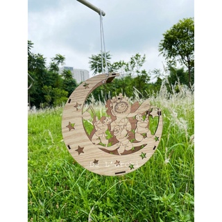 Bộ kit làm đèn lồng Trung Thu hình ông Trăng bằng gỗ tặng kèm 12 màu + 2 cọ và dây