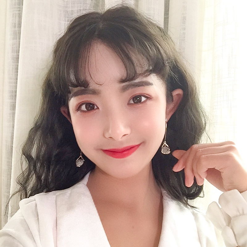 Đôi khuyên tai dáng dài đính đá mắt mèo mẫu 2023 phong cách Hàn Quốc thời trang dành cho nữ
