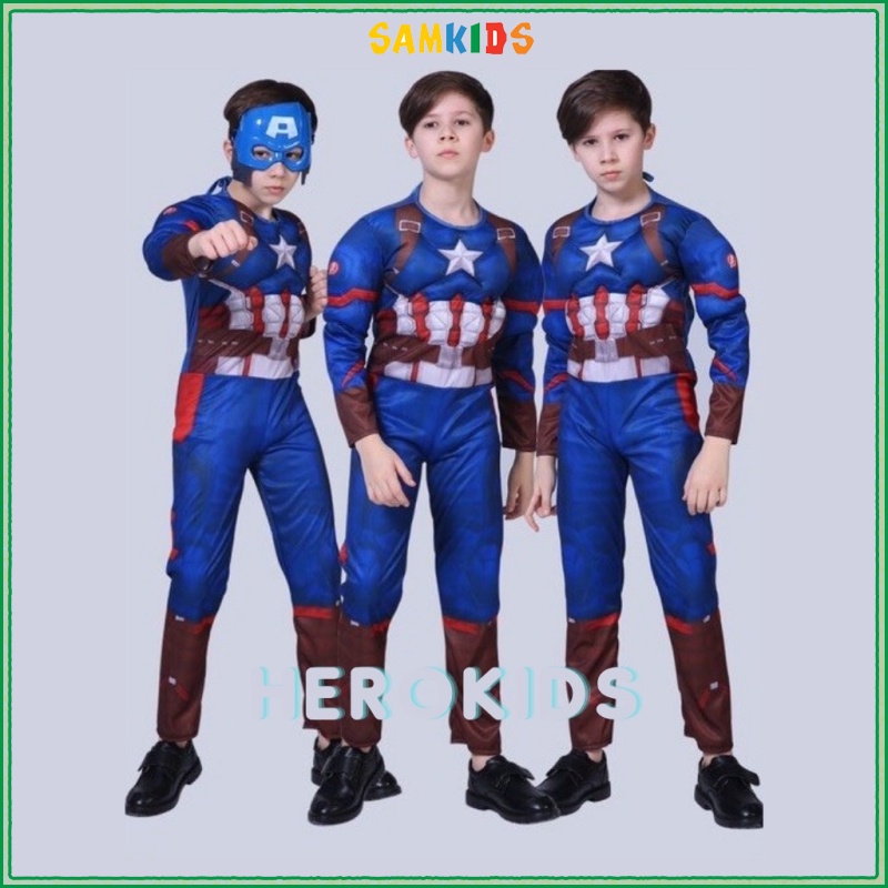 Đội trưởng mỹ hóa trang cho bé trai bộ quần áo trẻ em Captain đồ chơi hóa trang halloween độn bông COSPLAY2111