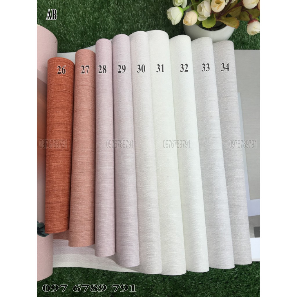 Giấy Dán Tường Hàn Quốc Vân Vải Kim Tuyến Cao Cấp AB Cho Phòng Ngủ Lụa Không Keo Khổ 1.06m Màu Cam, Trắng,Ghi
