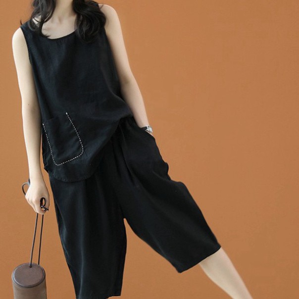 [FREE SHIP] Đồ bộ nữ mặc nhà sát nách, Chất đũi thái cực thoáng mát, Thiết kế độc lạ
