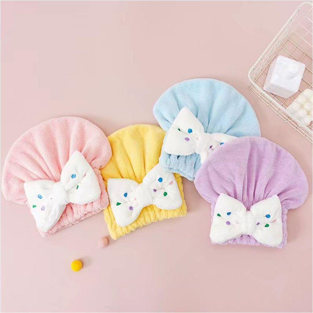 Mũ Tắm Bằng Sợi Micro Thấm Hút Nước Nhanh Khô Đính Nơ Xinh Xắn Cho Bé