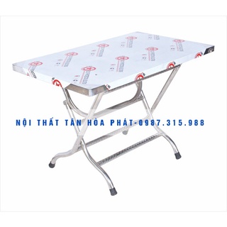 Bàn ăn inox 201 mẫu chữ nhật kích thước 0.6mx1m