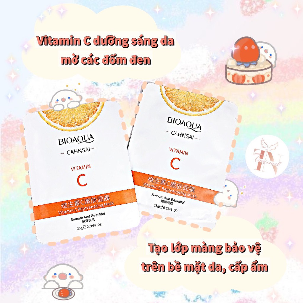 Mặt Nạ Sáng Da Mờ Thâm Vitamin C Chính Hãng Bioaqua - Dưỡng ẩm, Giảm Thâm, Phục Hồi Da