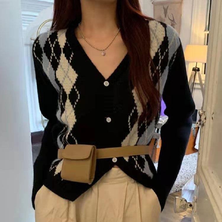 COZOK Áo cardigan dệt kim tay dài dáng rộng thời trang dễ phối đồ