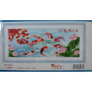 Tranh Thêu Chữ Thập Cửu Ngư Quần Hội X8087 - 132*58CM