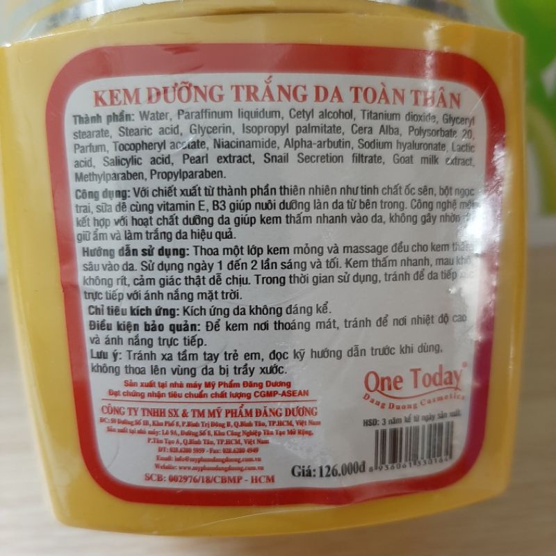 SALE 48% KEM TRẮNG DA TOÀN THÂN ONE TODAY 80G - TEM GIÁ 126.000đ.