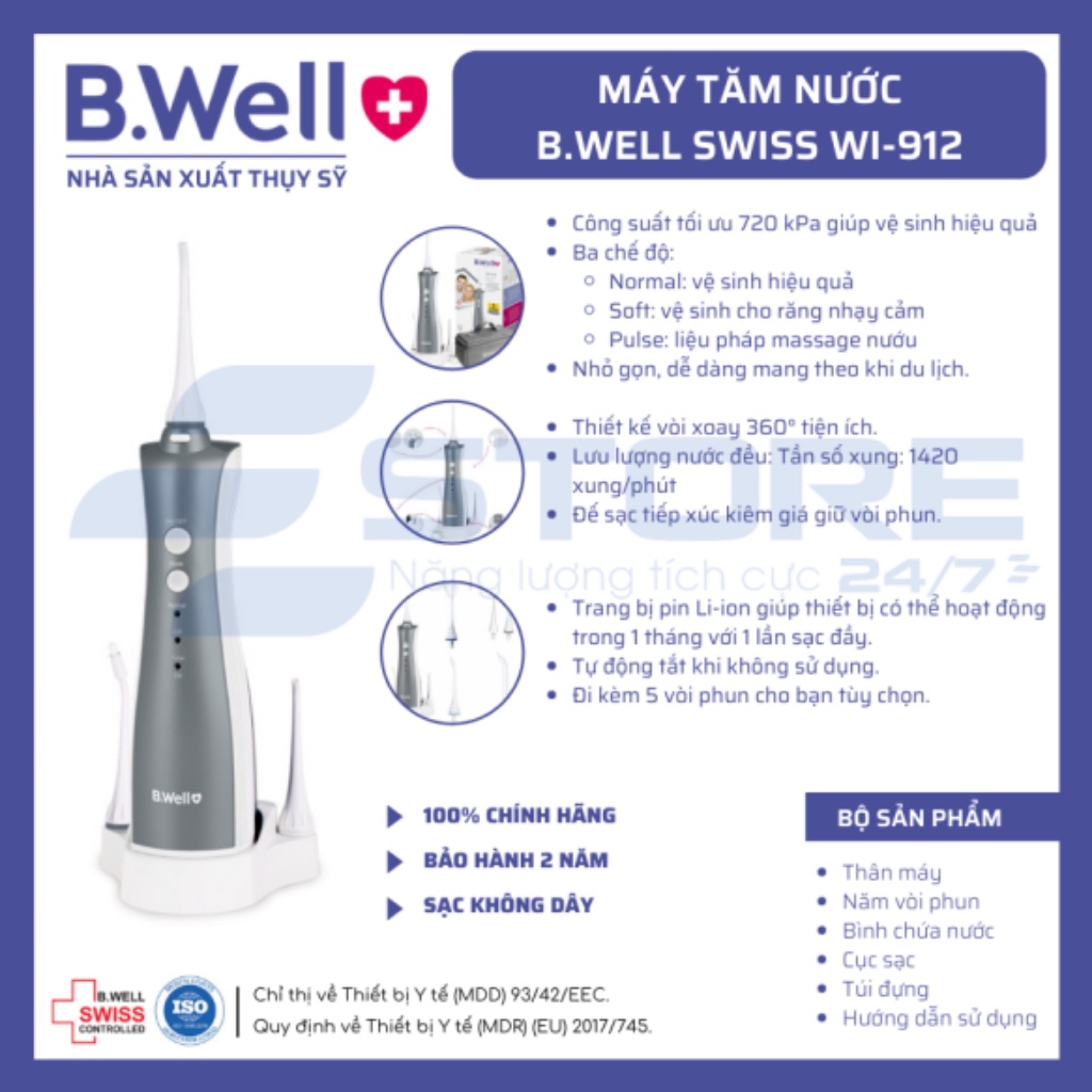 Máy Tăm Nước B.Well Swiss WI-922 Giúp Làm Sạch Sâu Răng Miệng, Dễ Dàng Sử Dụng Và Thuận Tiện