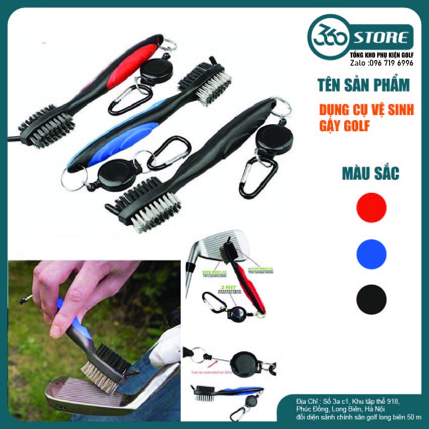 Dụng Cụ Vệ Sinh Gậy Golf - Bàn chải có đinh tiện lợi, lấy bùn bẩn rễ ràng cho đầu gậy gôn - Golf 360 Store