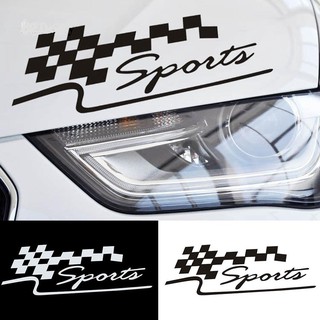 Tem Decal dán xe hình cờ đua caro chữ Sports 29cm