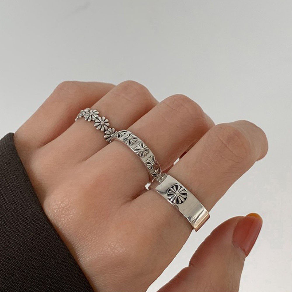 Nhẫn Hở Hình Hoa Cúc Phong Cách Rome Cổ Điển Thời Trang Có Thể Điều Chỉnh Cho Nam