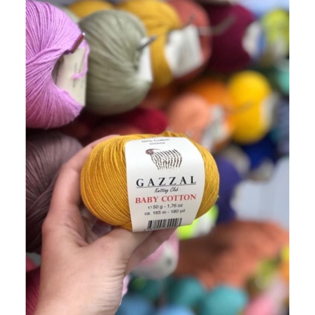 Len cotton nhiều màu sắc Gazzal baby cotton đan móc thú bông, đồ cho bé 50gr/cuộn  (mã 3426-3441)