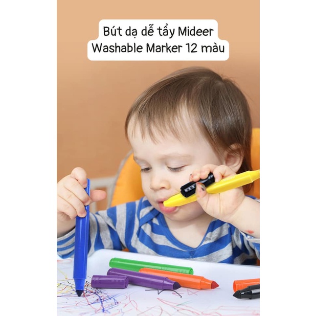 Bút dạ dễ tẩy Mideer Washable Marker 12 màu