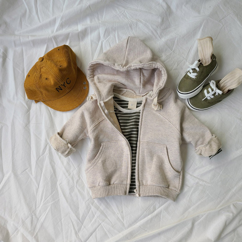Áo khoác hoodie màu trơn thời trang muà thu dành cho bé