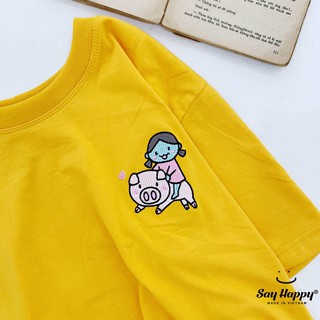 Áo thun thêu hình ulzzang - ảnh thật