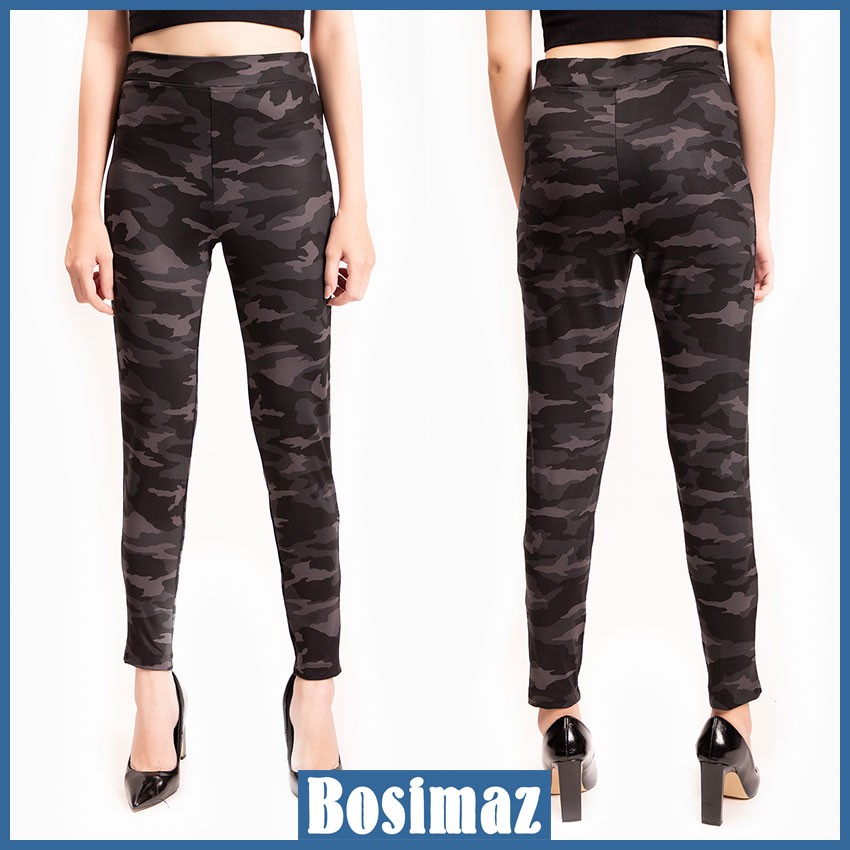 Quần Legging Nữ Bosimaz MS018 dài không túi màu đen rằn ri cao cấp, thun co giãn 4 chiều, vải đẹp dày, thoáng mát.