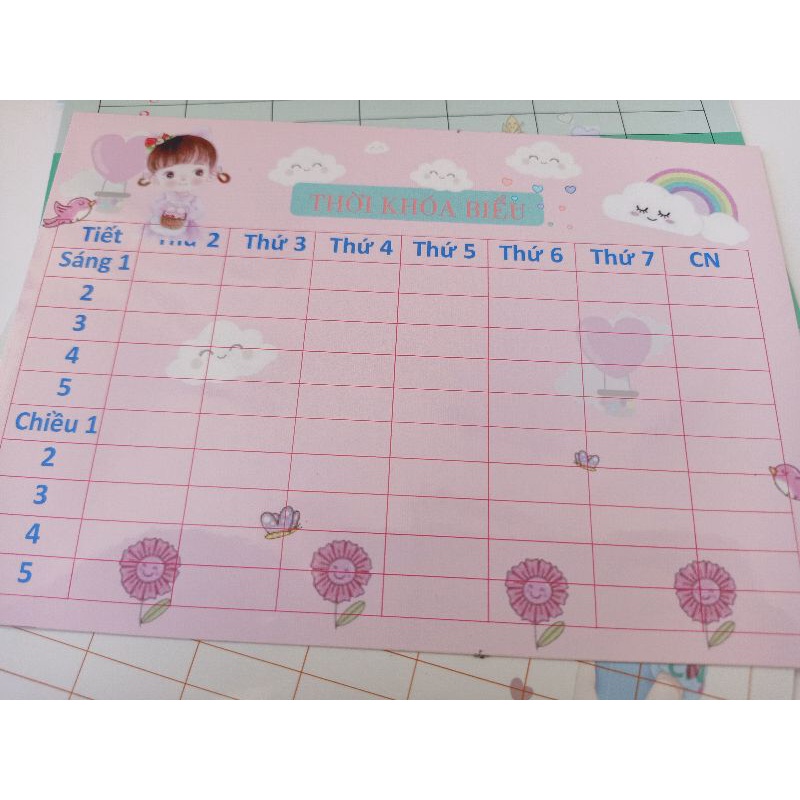 Thời khoá biểu dễ thương + tặng kèm sticker môn học