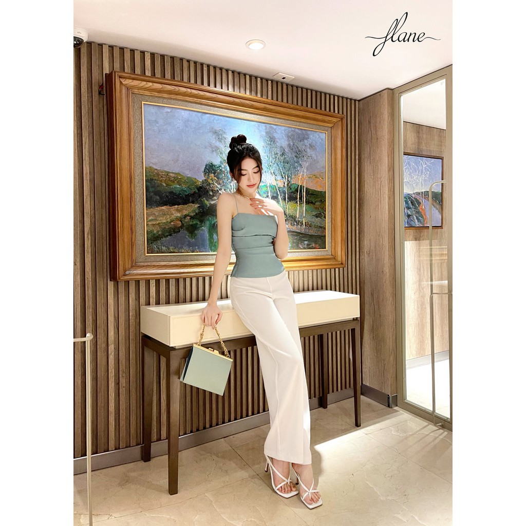 Áo 2d xanh lụa  [FREESHIP] áo 2 dây thiết kế by Flane