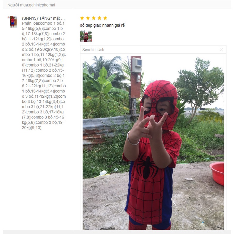Bộ quần áo siêu nhân nhện, bộ siêu nhân cho bé trai