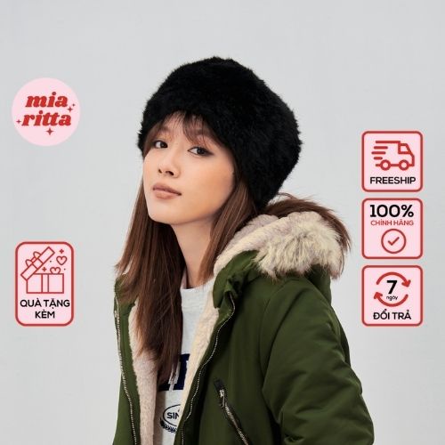 Mũ lông đen giữ ấm đại hàn Mia Ritta M06