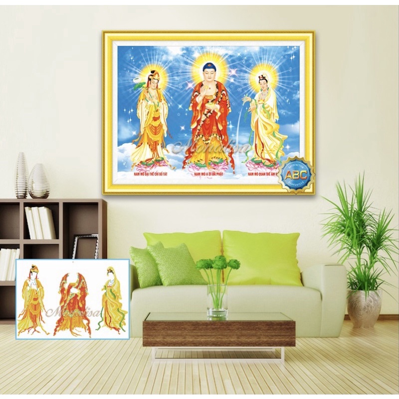 Tranh Đính Đá-Tranh Thêu Tam Thế Phật Y8281(90*68)-Lv3269(109*76)