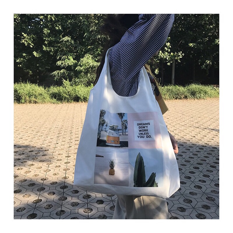Túi tote vải bố đựng đồ canvas phong cách Hàn Quốc hình bông hoa cải siêu đẹp
