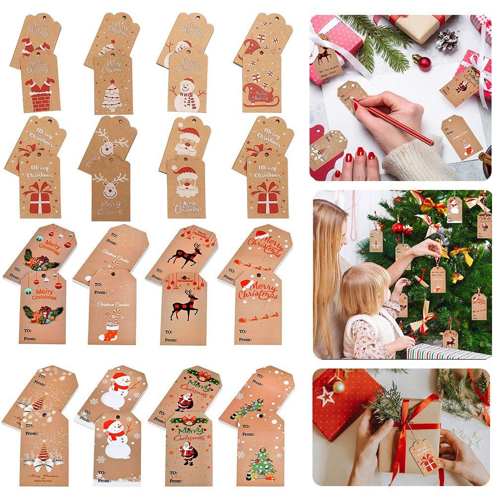 100 Tag Giấy Hình Ông Già Noel Tự Trang Trí Cây Thông Giáng Sinh