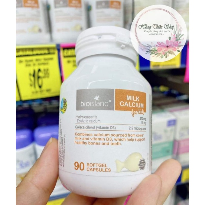 (Đủ bill) Canxi sữa Bioisland Milk Calcium For Kids 90v