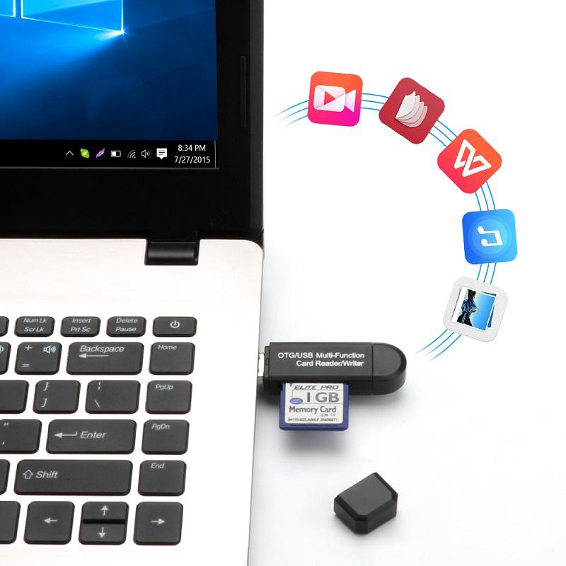 USB + OTG Micro SD / SDXC Bộ đọc thẻ TF Bộ điều hợp đa chức năng U Đĩa PC Điện thoại Bộ đọc thẻ nhớ [DKQ01]