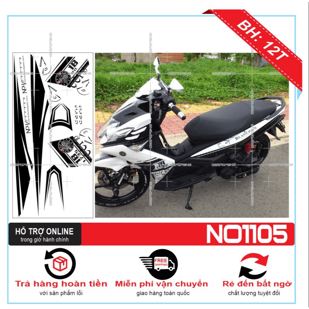 TEM XE NOUVO 4 LX 1753 DÁN XE TRẮNG -- SHIN DECAL 2