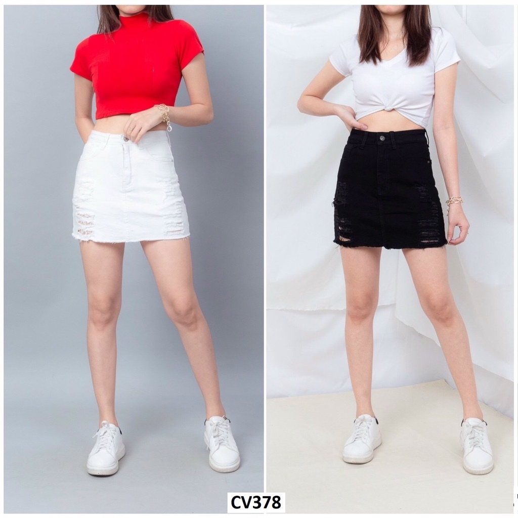Chân váy ngắn kiểu rách co giãn có quần CV378