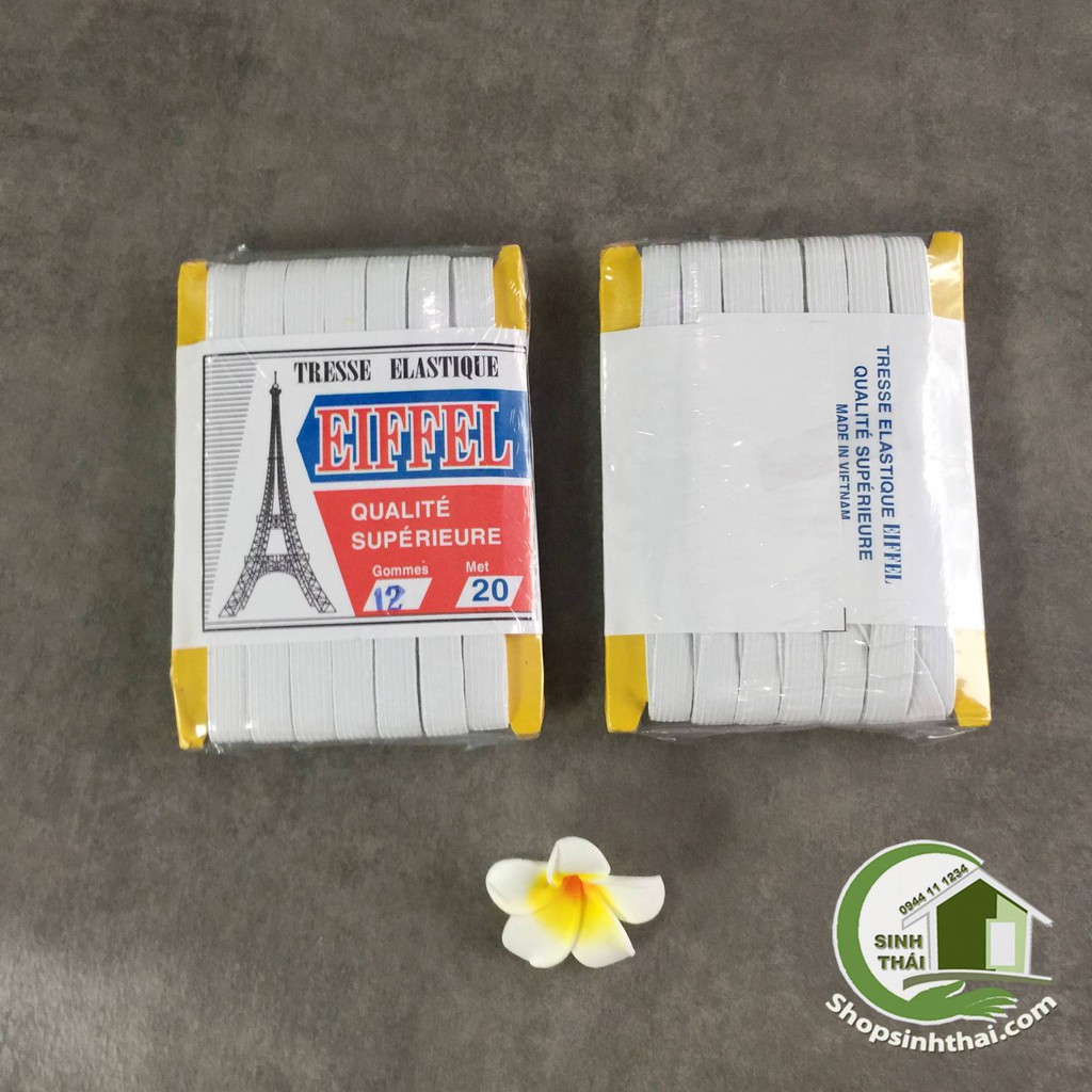Vỉ 20 mét dây thun luồn quần, tép dây chun bản rộng 12mm màu trắng