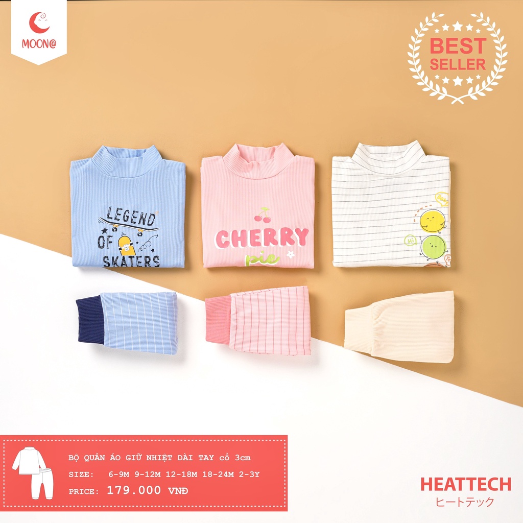 MOON Bộ dài tay thu đông cho bé chất petit cao cổ 3 phân bé trai và gái