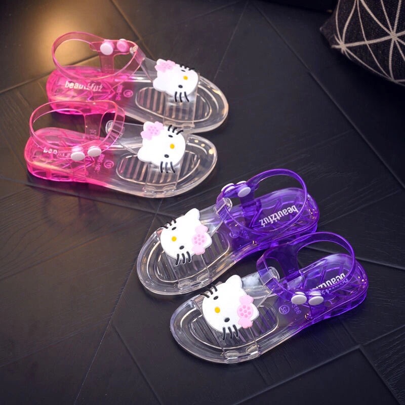 Giày Sandal Nhựa Dẻo Trong Suốt Đế Mềm Chống Trượt Chống Thấm Nước Thời Trang Mùa Hè Cho Bé Gái