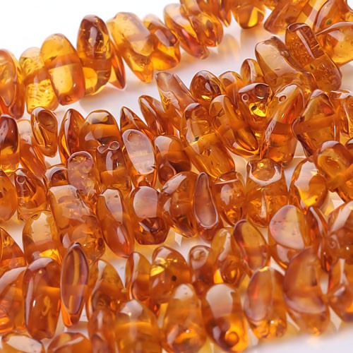 16 inch 7x13mm Honey Brown Synthetic Amber Irregular Chip Gemstone Loose Beads