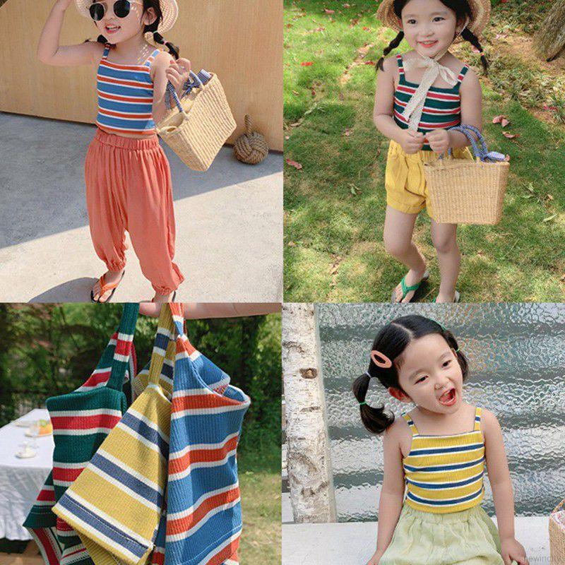 Áo hai dây chất liệu cotton phong cách Hàn Quốc xinh xắn dành cho bé gái