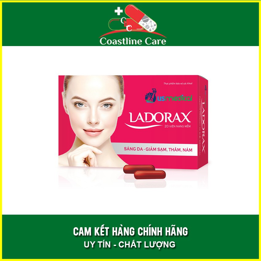 Viên Uống Trắng Da LADORAX Hộp 20 viên - Hạn Chế Quá Trình Lão Hóa Da - Coastlinecare Pharmacy