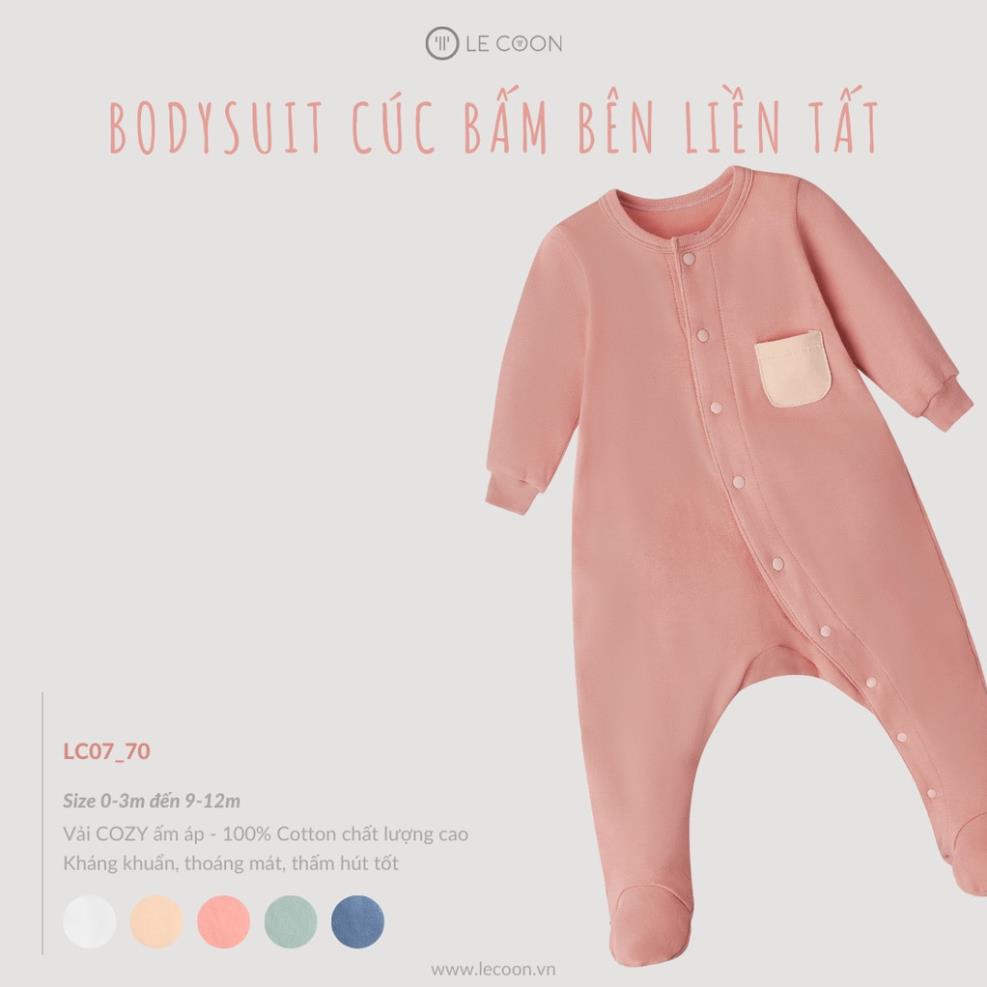 LECOON- Bodysuit bé trai bé gái cúc bấm bên liền tất Lecoon LC0770