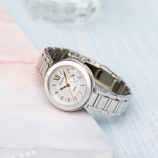 Đồng hồ Casio Sheen cao cấp dành cho nữ SHE-3050, dây kim loại