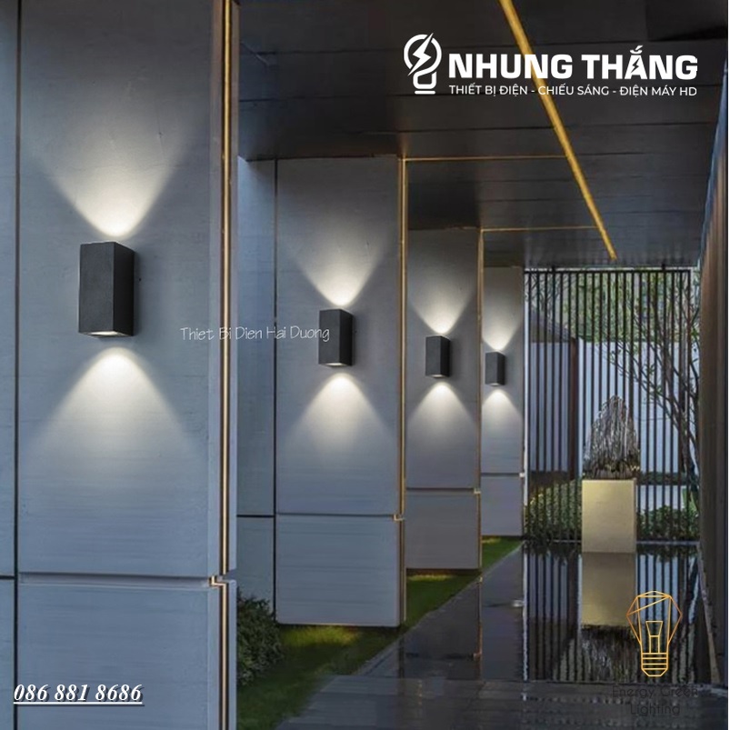 Đèn Hắt Tường Chống Nước 2 Đầu Chiếu Sáng DT-5603 - 10W Ánh Sáng Vàng Thân Nhôm - Chip Led Siêu Sáng - Bảo Hành 1 Năm