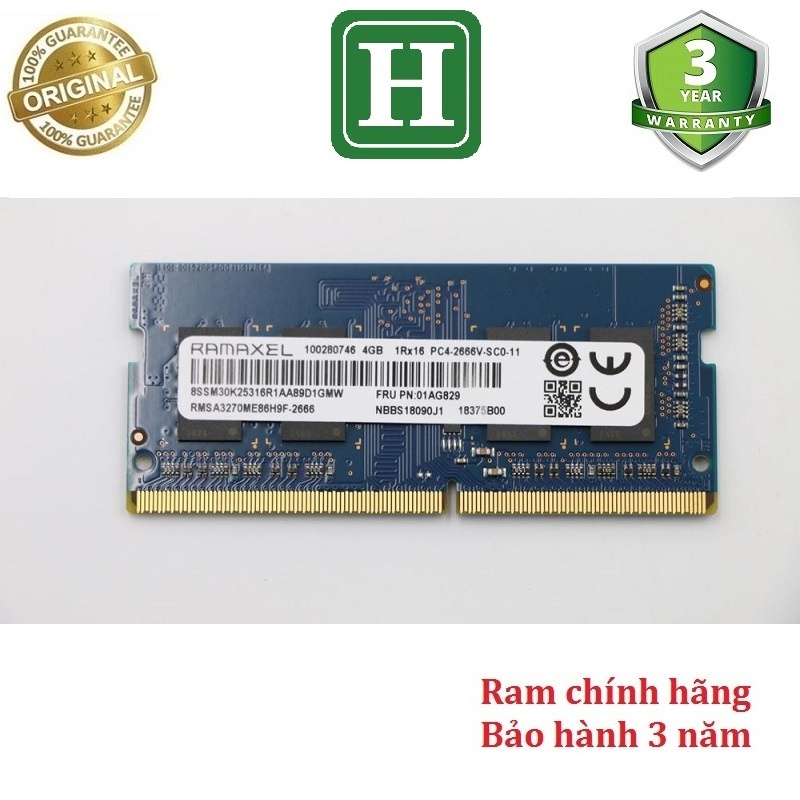 Ram Laptop DDR4 4GB BUS 2666, hàng tháo máy chính hãng, bảo hành 3 năm