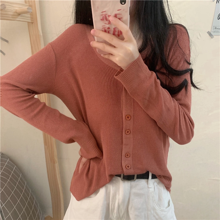 Áo Khoác Cardigan Dài Tay Với Thiết Kế Cổ Chữ V Xinh Xắn Dành Cho Nữ 2021