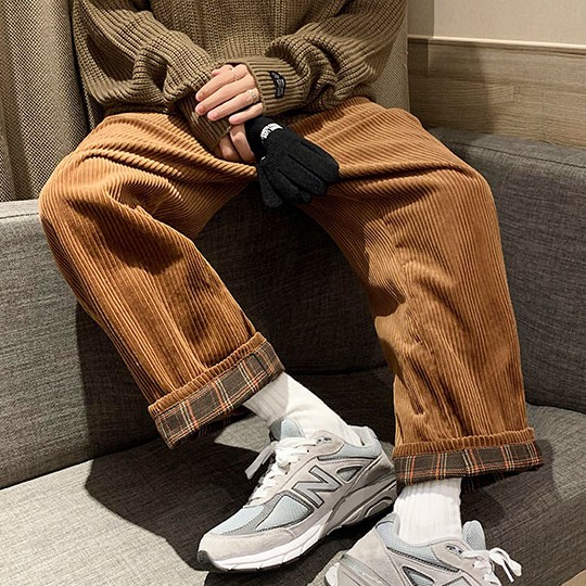 Quần dài ống rộng thời trang cho nam và nữ Thêm quần ống thẳng nhung