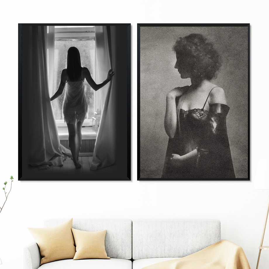 GD Room Decor Canvas Painting Fashion Sexy Girl Love Quotes Black White Wall Art Canvas Painting Nordic Posters And Prints Wall Pictures For Living Room Decor