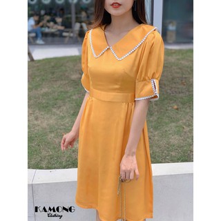 Đầm cổ sen viền ren d028