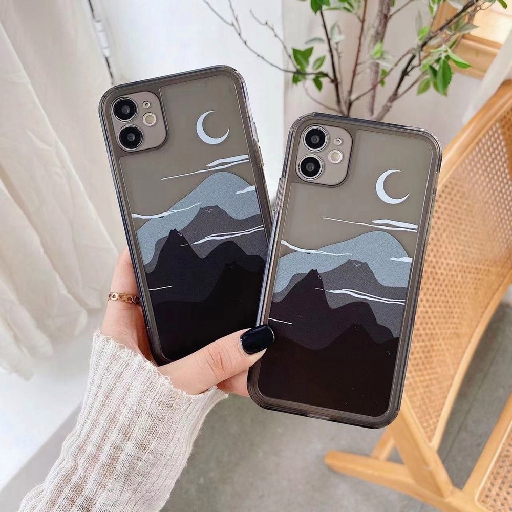 Ốp Điện Thoại TPU Mềm Trong Suốt Chống Sốc In Hình Ngọn Núi Mặt Trăng Cho IP 13 12 11 Pro Max X XS XR 8 7 Plus